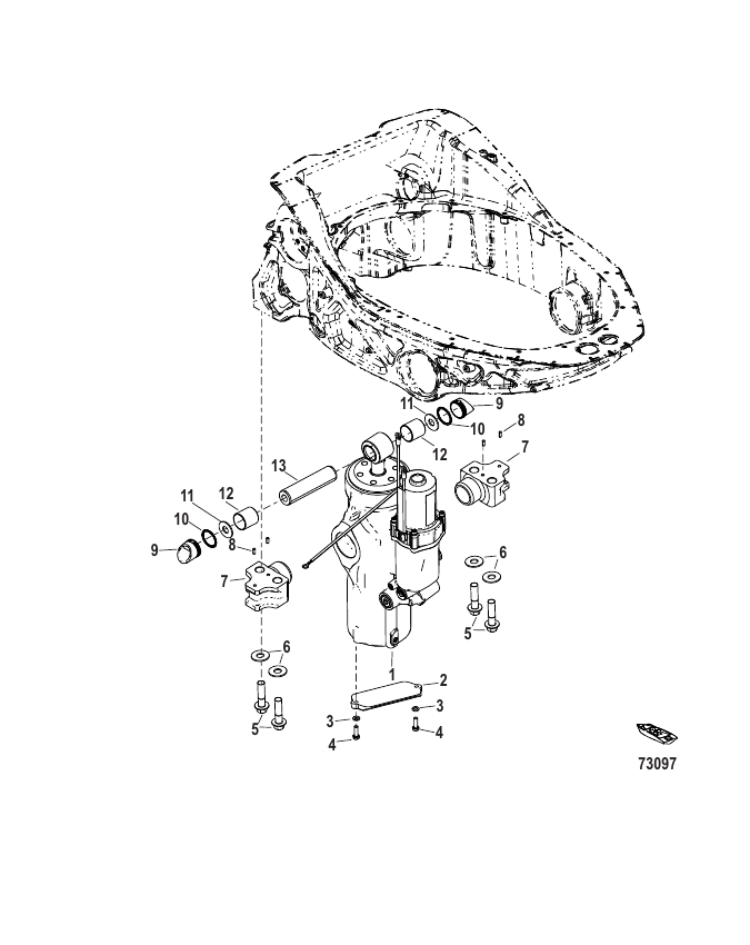 Serial Range Outboard 500 SeaPro (4-STROKE)(7.6L)(V12) - 3B060047 & Up - Power Trim Mounting Components