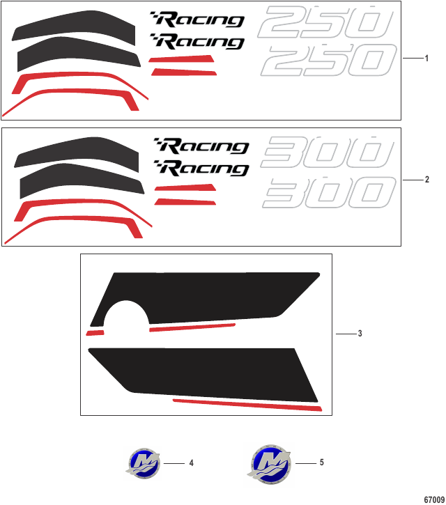 Serial Range Outboard 250R Racing (4-STROKE)(4.6L)(V8) - 1E080500 & Up - Decals