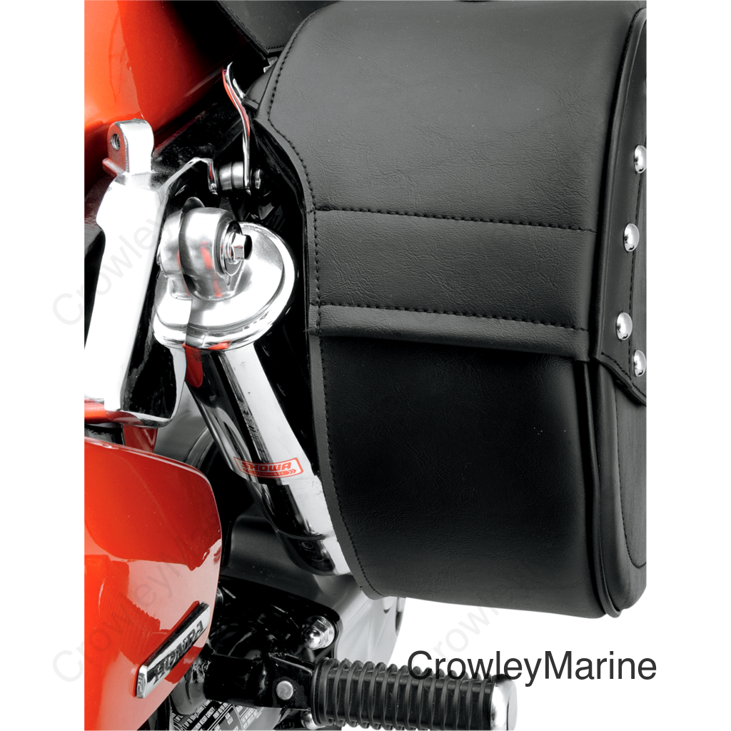 Drifter Teardrop Saddlebags with Shock Cutaway