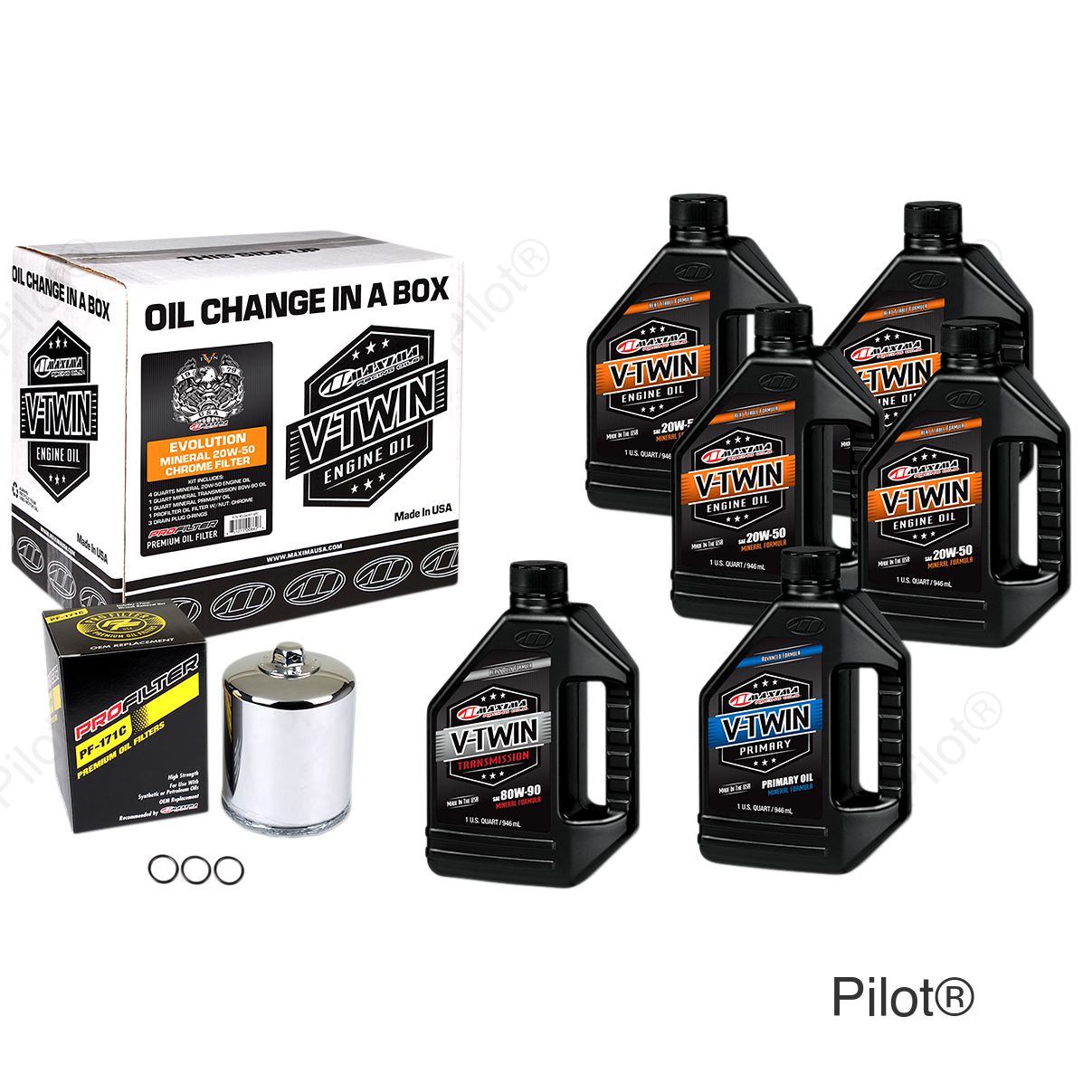 Evolution Mineral 20W-50 Oil Change Kit - Chrome Filter