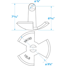 Seachoice River Anchor, Black Vinyl Coated Cast Iron, 15 Lbs. thumbnail-4