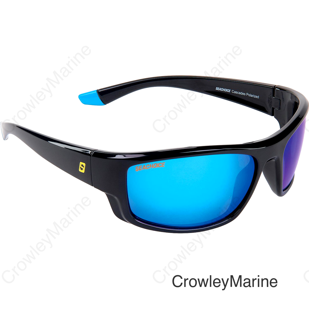 Seachoice 98831 "Cascades" Polarized Sunglasses, Frame: Shiny Black, Lens: Blue Mirror