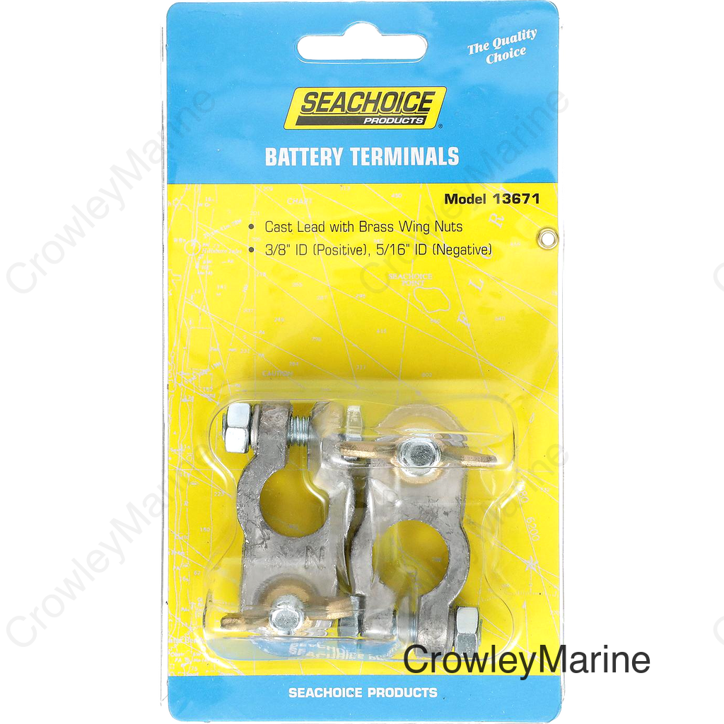 Seachoice Boat Battery Terminal Set w/ Wing Nuts, Includes Positive and Negative Terminals