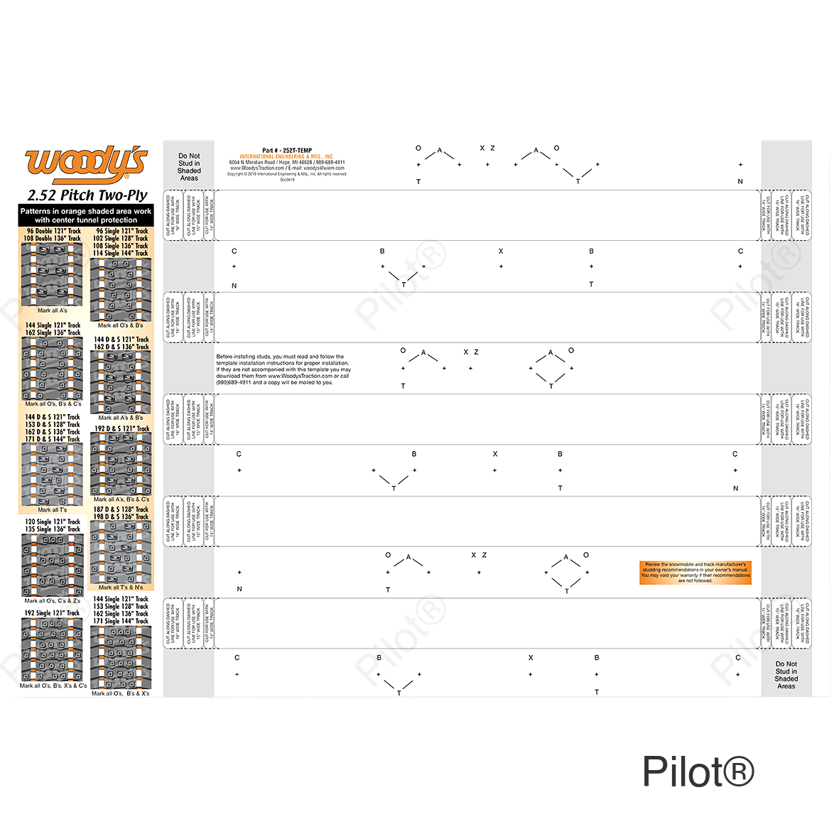 Studding Template - Track - 121"/128"/136"/144" - 2.52" Pitch