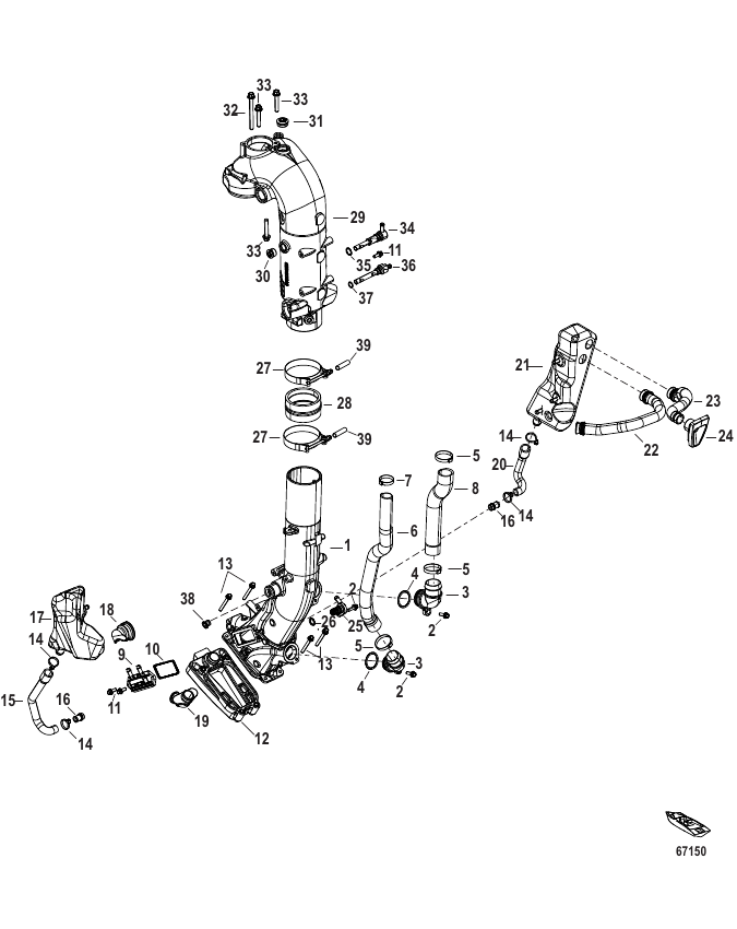 Serial Range Outboard 175 (4-STROKE) (3.4L) (V6) - 2B529482 & Up - Exhaust