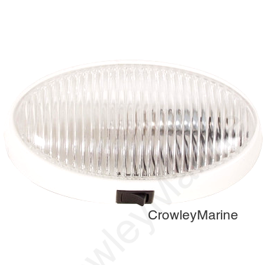 Optronics Incandescent Clear Utility Light Oval, Surface Mount, White Base, Replaceable Lens/Bulb, Hard Wired, w/Switch (RV0000088)
