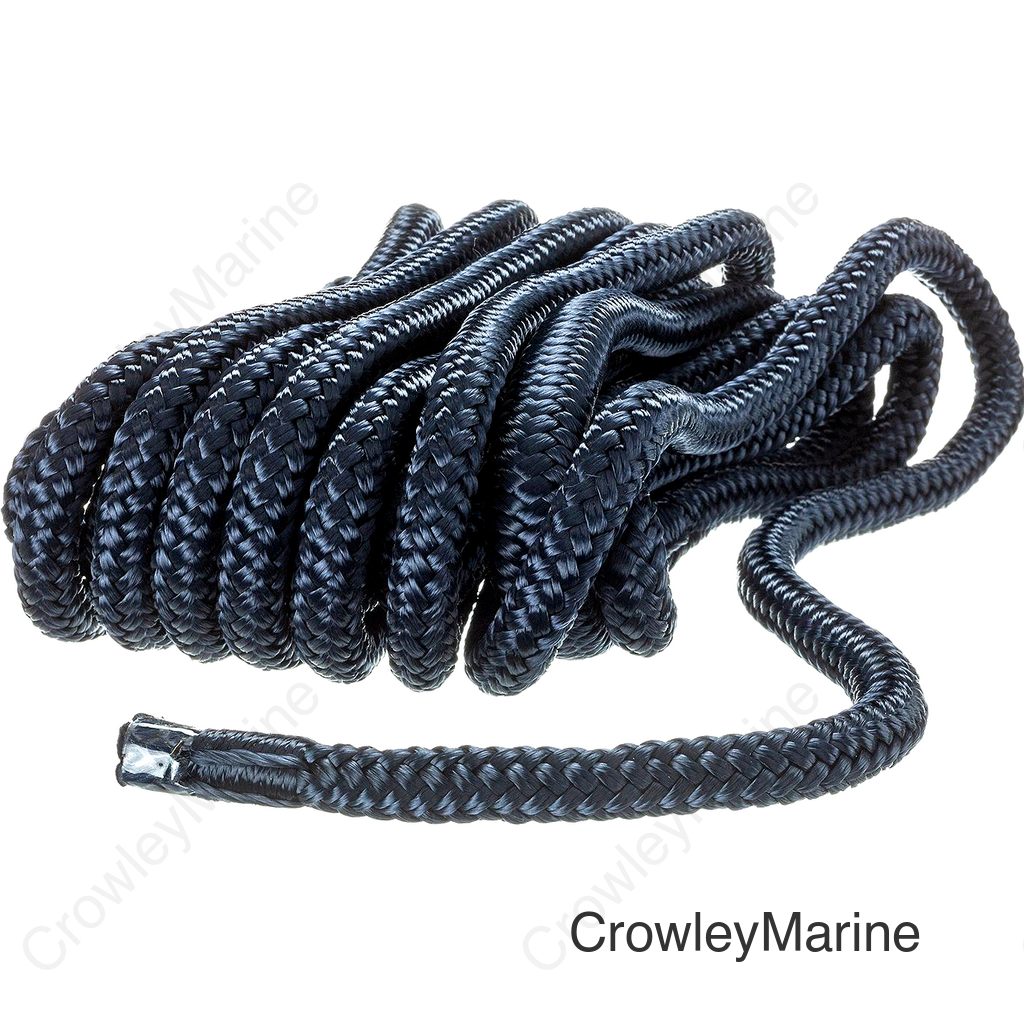 Seachoice Double-Braid Nylon Dock Line w/ Eye Splice, Pre-Shrunk, Heat Stabilized, 3/8 In. X 20 Ft., Navy Blue