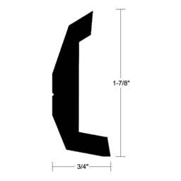 Rigid Vinyl Rub Rail, Black, 1-7/8" H x 3/4" W x 20' L