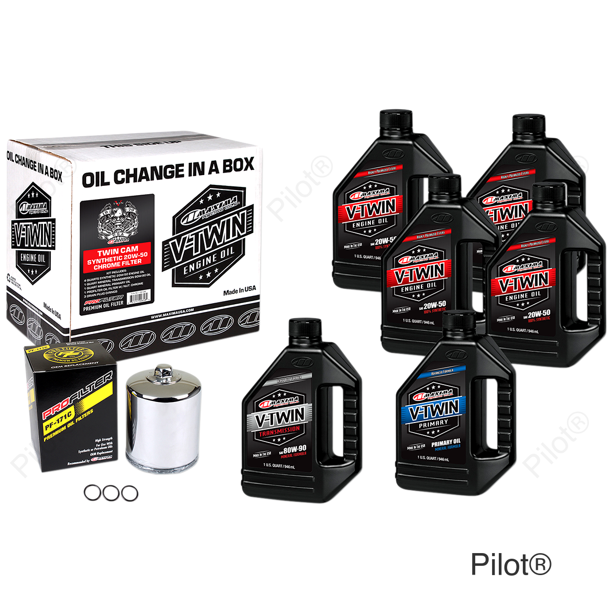 Twin Cam Synthetic 20W-50 Oil Change Kit - Chrome Filter