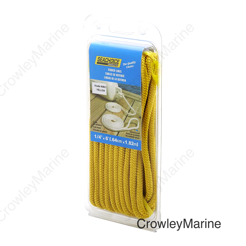Seachoice Braided Bumper Fender Line, 1/4 in. X 6 Ft., Yellow