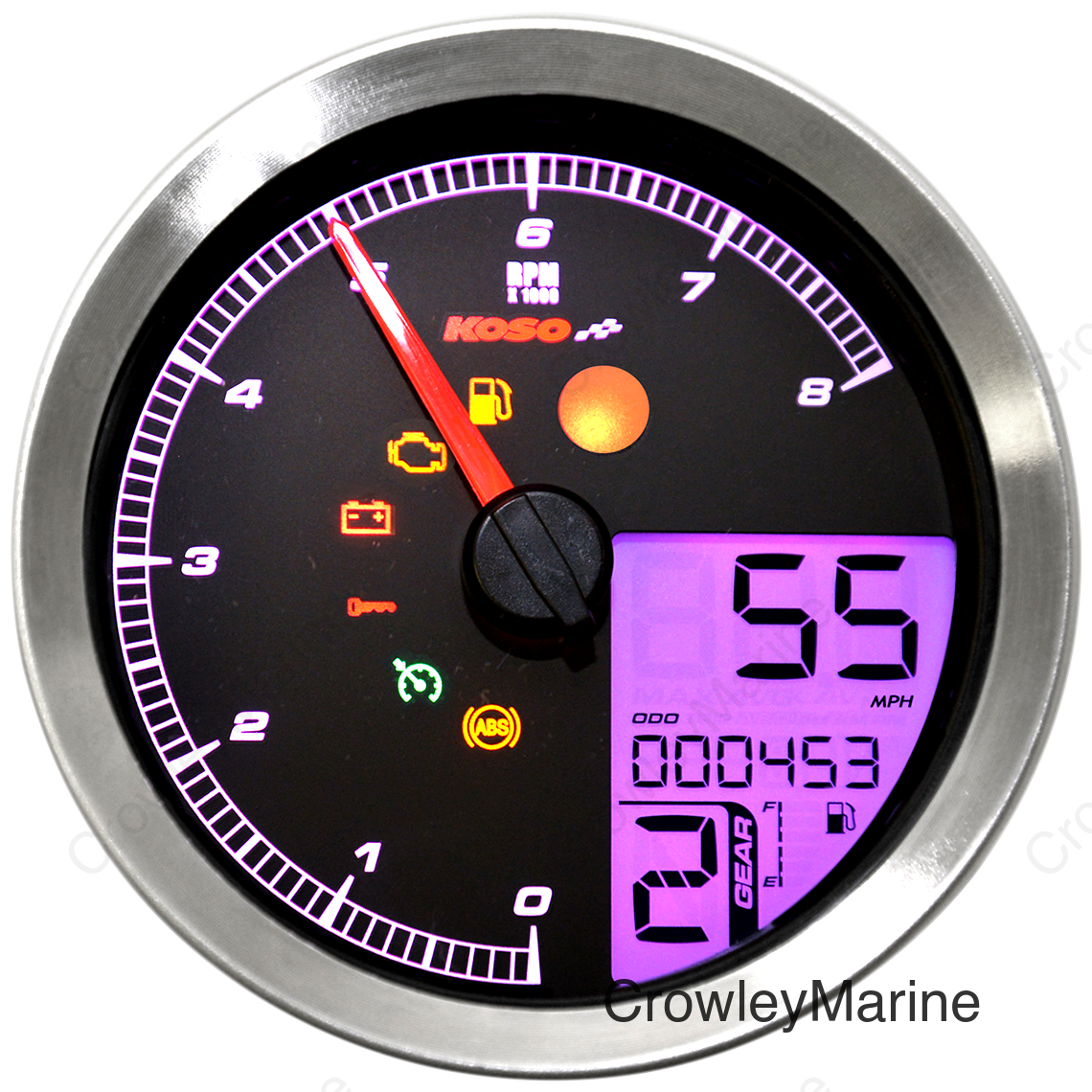 Multi-Function Speedometer/Tachometer - HD-04 - Chrome