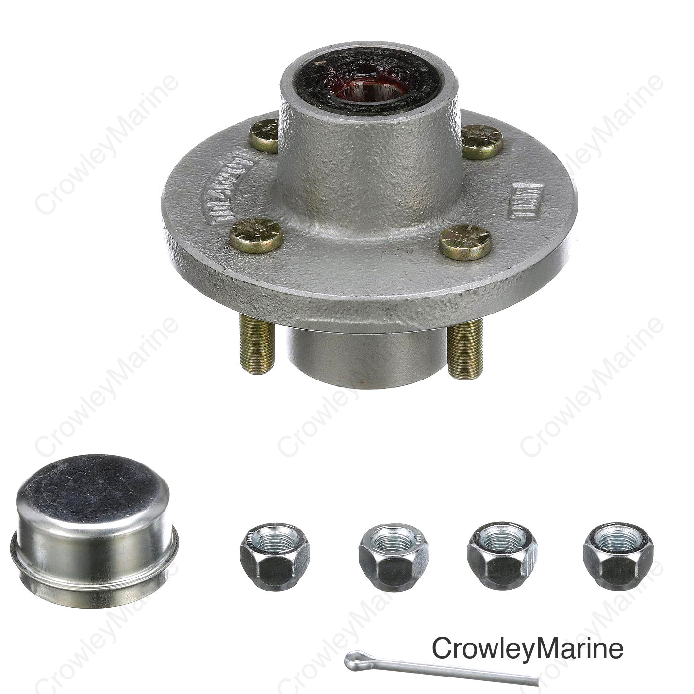 Seachoice Trailer Wheel Hub, 1 In. Axle, 4 Lug, Galvanized, Pregreased