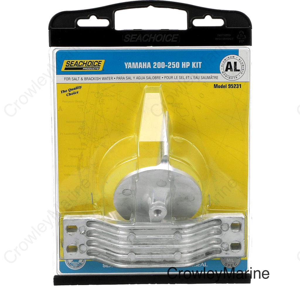 Seachoice Anode Kit, Yamaha 200-250hp, Aluminum, Cadmium-Free, Environmentally Friendly