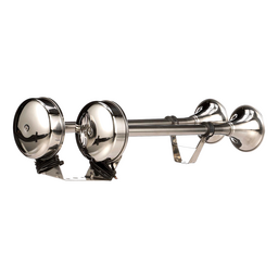 Seachoice Stainless Steel Dual Trumpet Horn, Vibration-Free Mounting Pad, 20-3/4 in. Long, 12V thumbnail-0