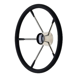 Seachoice 5-Spoke Destroyer Steering Wheel w/ Permanent Foam Grip, Stainless Steel, Black Center Cap thumbnail-4