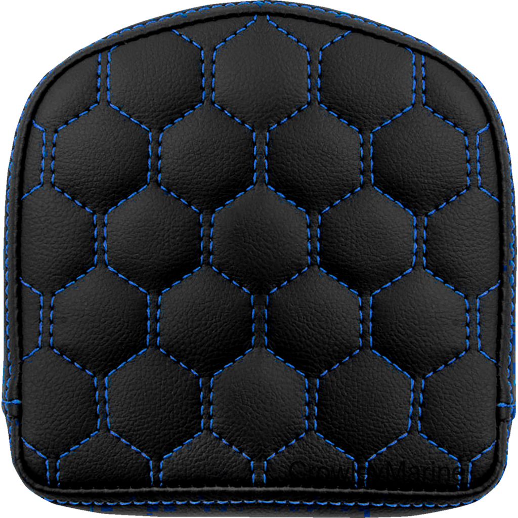 RoadSofa™ Sissy Bar Pad - Honeycomb - Blue Stitching