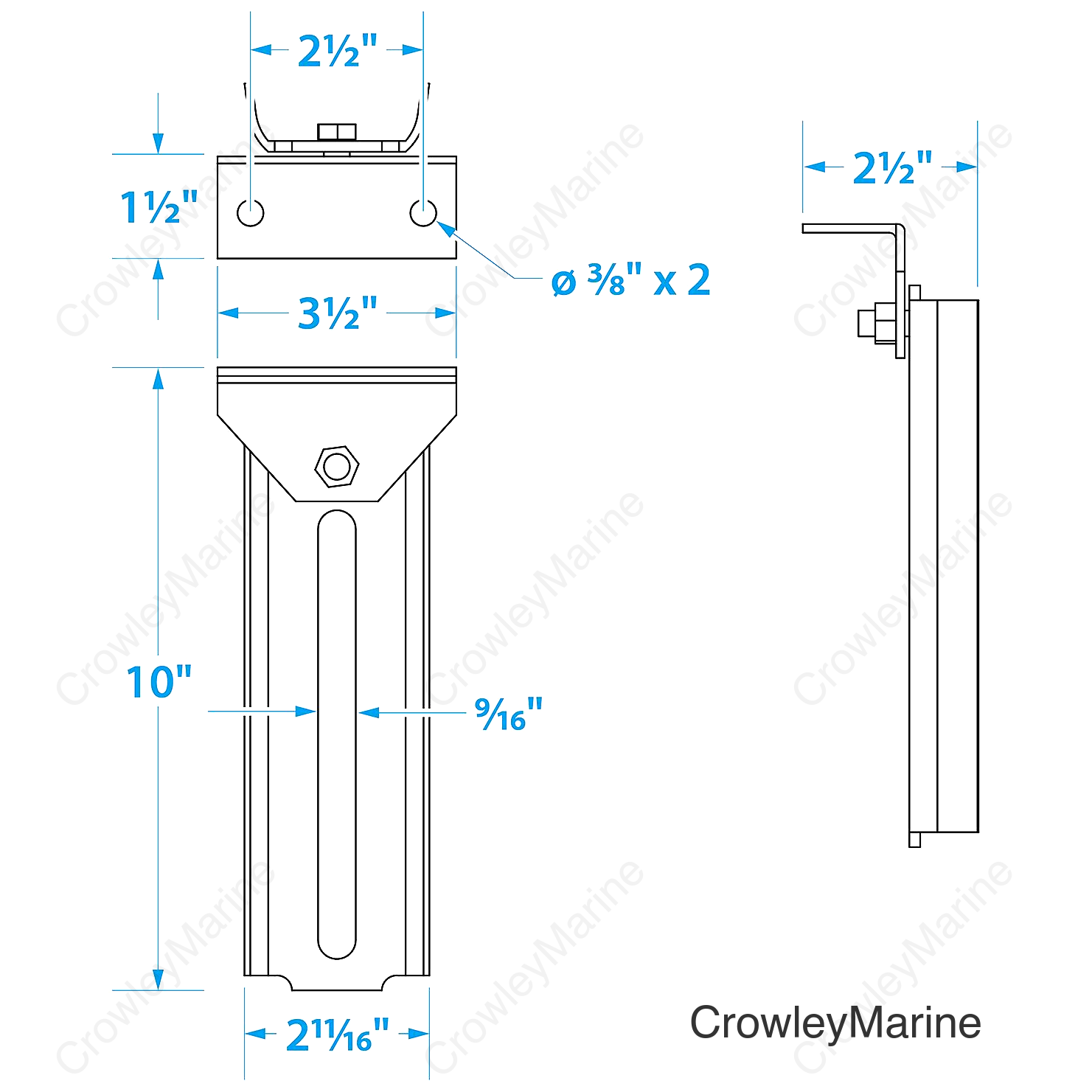 Seachoice Swivel Bolster Bracket, 10 In., Boat Trailer, Galvanized