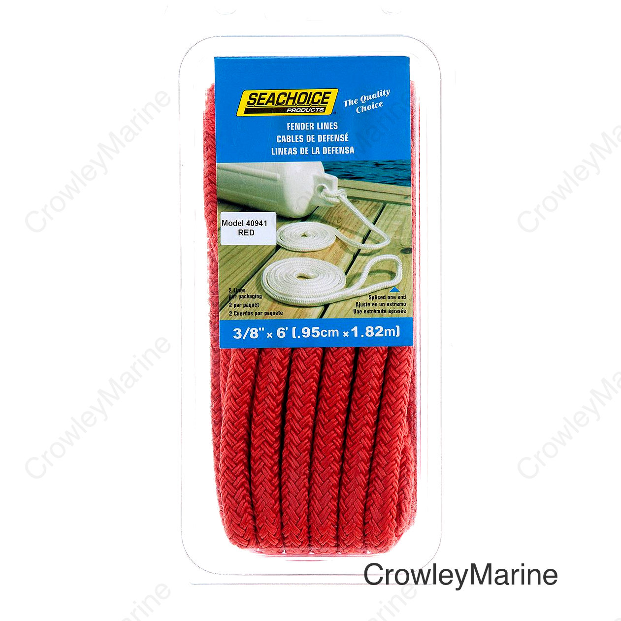Seachoice Double-Braid Bumper Fender Line, 3/8 in. X 6 Ft., Red