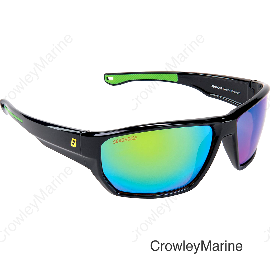 Seachoice 98827 "Rapids" Polarized Sunglasses, Frame: Shiny Black, Lens: Green Mirror