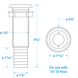 Seachoice Extra Long Thru-Hull Fitting w/ Broad Flange For 1-1/8 In. ID Hose, 3 In. Long Thread thumbnail-3