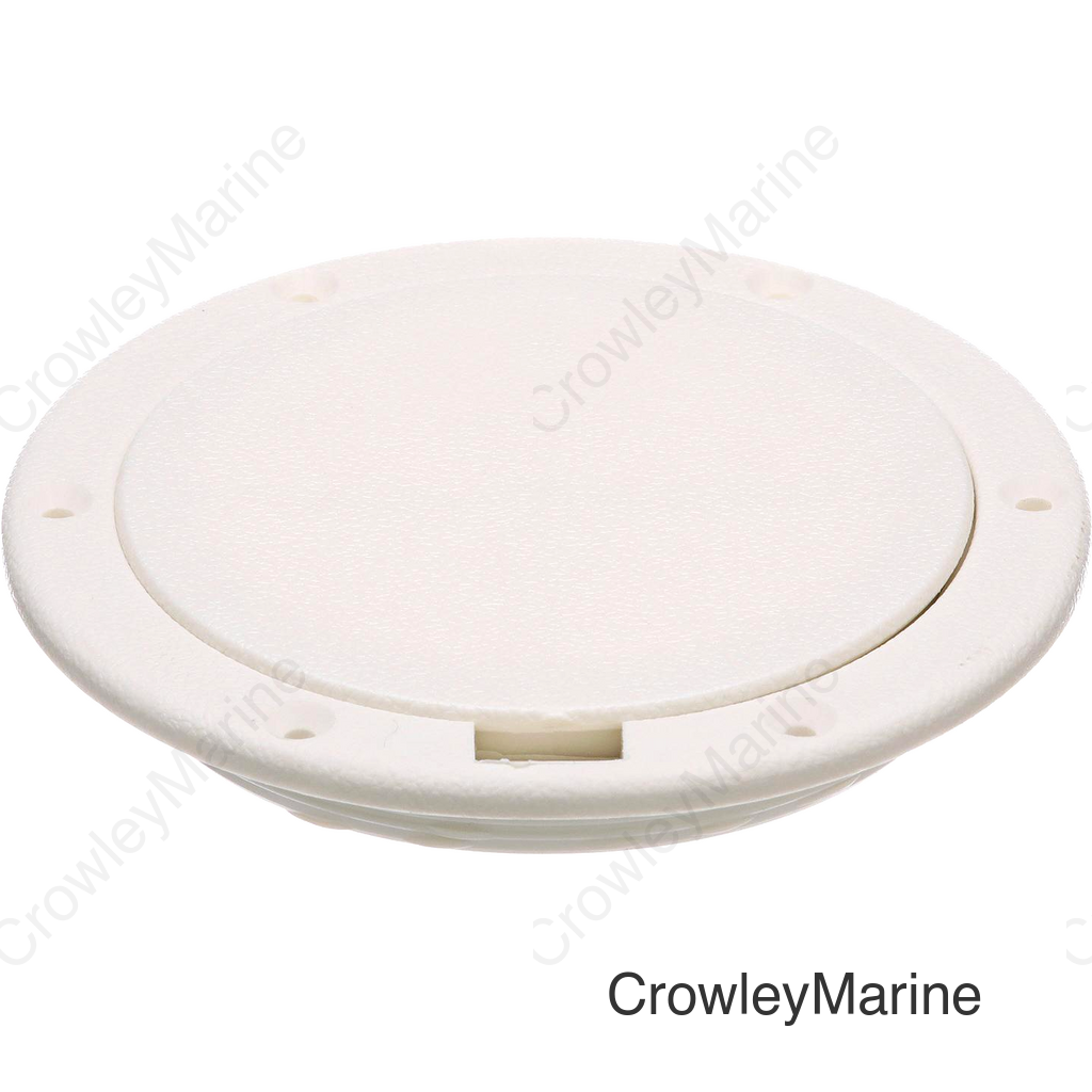 Seachoice White Pry-Up Deck Plate, Watertight, Up to 4-3/8 in. Diameter