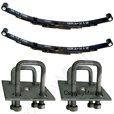 Spring & Marine U-Bolt Kit, 1750lb Double Eye Springs, 4 Leaf, 2" Square U-Bolt (015224)