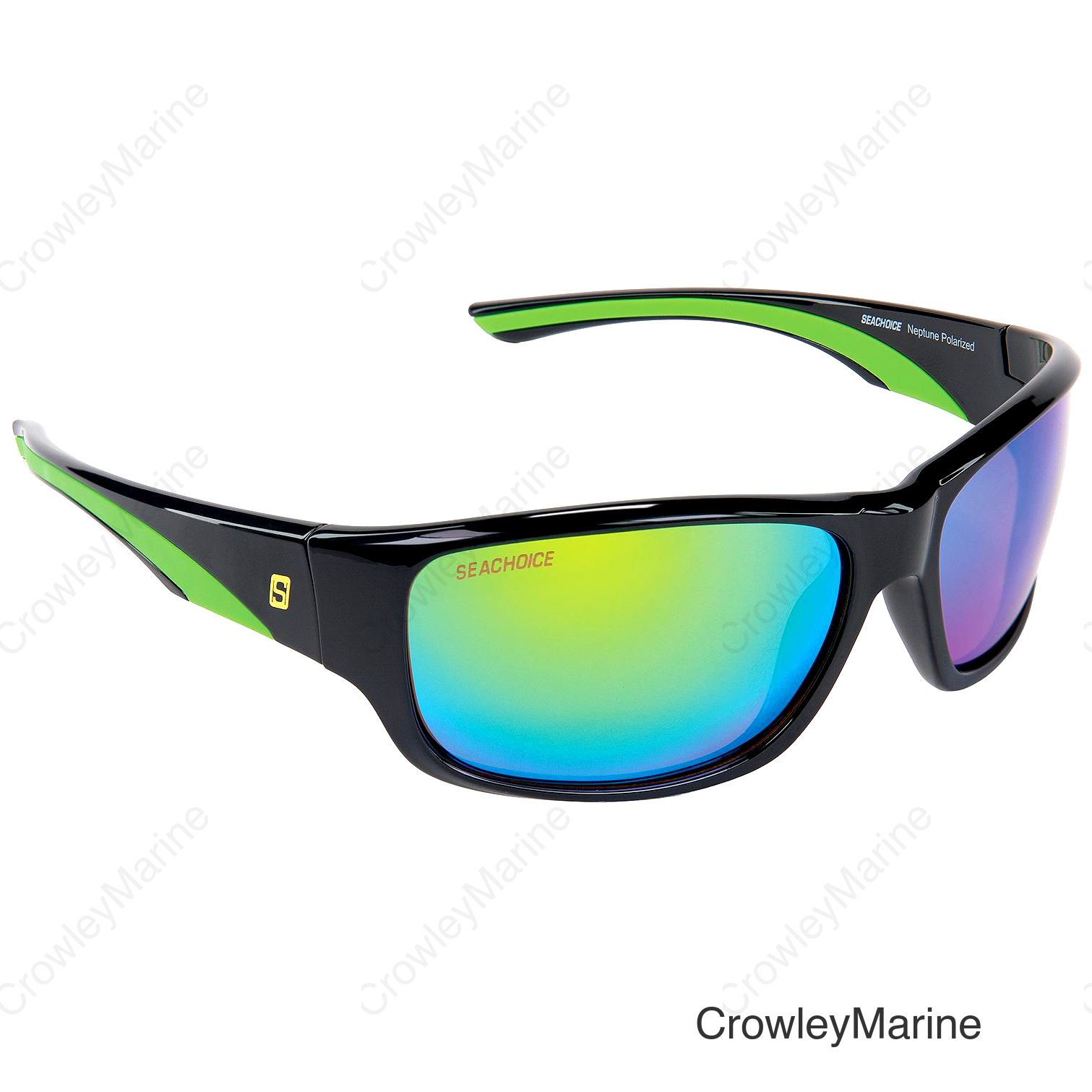 Seachoice 98823 "Neptune" Polarized Sunglasses, Frame: Shiny Black, Lens: Green Mirror