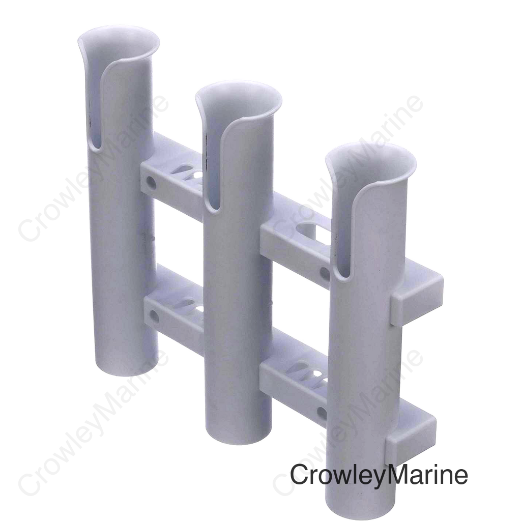 Seachoice Fishing 3-Rod Storage Rack, Holds 3 Fishing Rods With Slots for Knives and Pliers, White