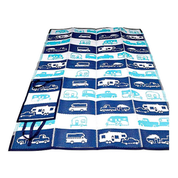 Camco 53266 Handy Mat Folds Out to 60" x 78", Blue/White RV Pattern thumbnail-1