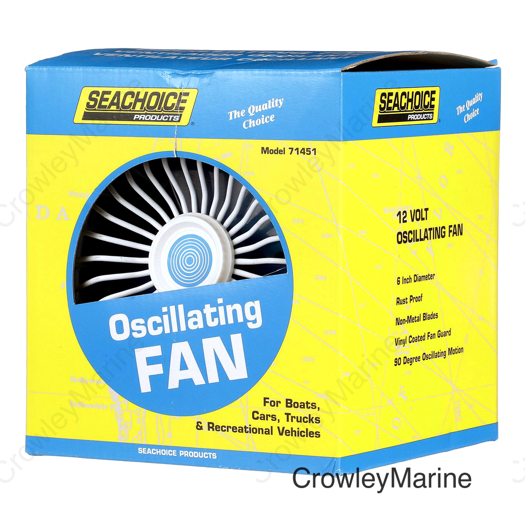 Seachoice 12V DC Oscillating Fan, 6 in., 90-Degree Oscillating Motion