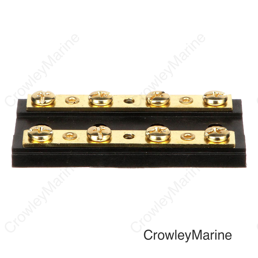 Seachoice Terminal Block, 4-Gang, Plastic Base with Brass Hardware