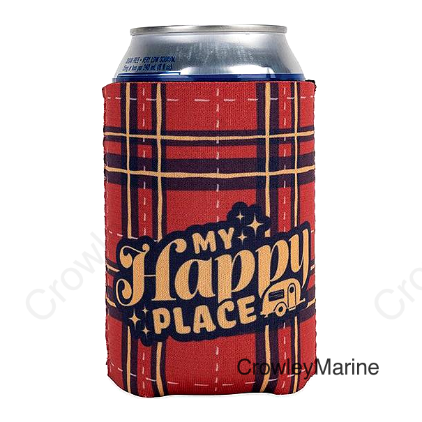 Camco 53479 Life Is Better At The Campsite Can Holder, Red Plaid, Happy Place