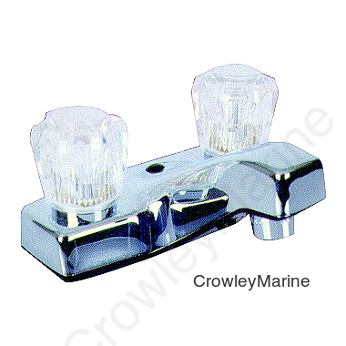 Valterra Phoenix PF212307 Chrome Finish Two Handle 4" Lavatory RV Bathroom Faucet with Clear Acrylic Knobs