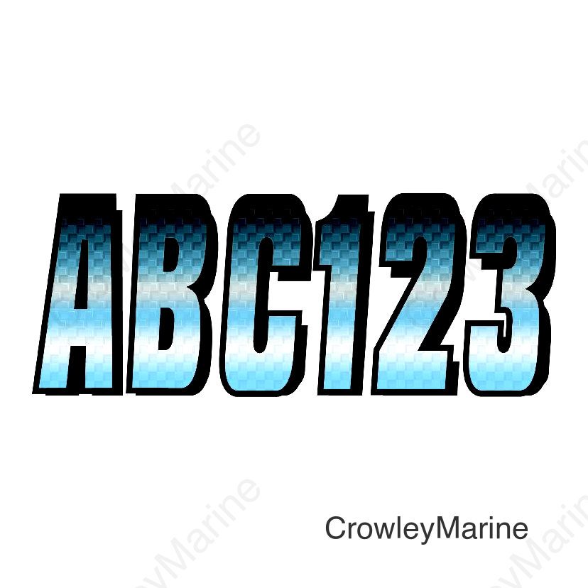 Hardline Series 300 Registration Kit, Carbon Fiber With Block Font and Top to Bottom Color Gradations (Includes 4 Sets of 3" A-Z, 0-9)