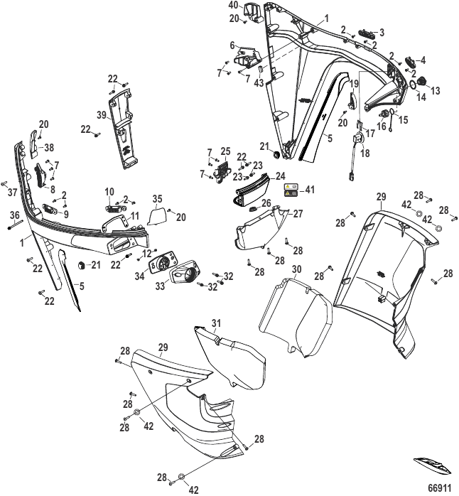 Serial Range Outboard 300R AMS Racing (4-STROKE)(4.6L)(V8) - 1E081459 & Up - Lower Cowl