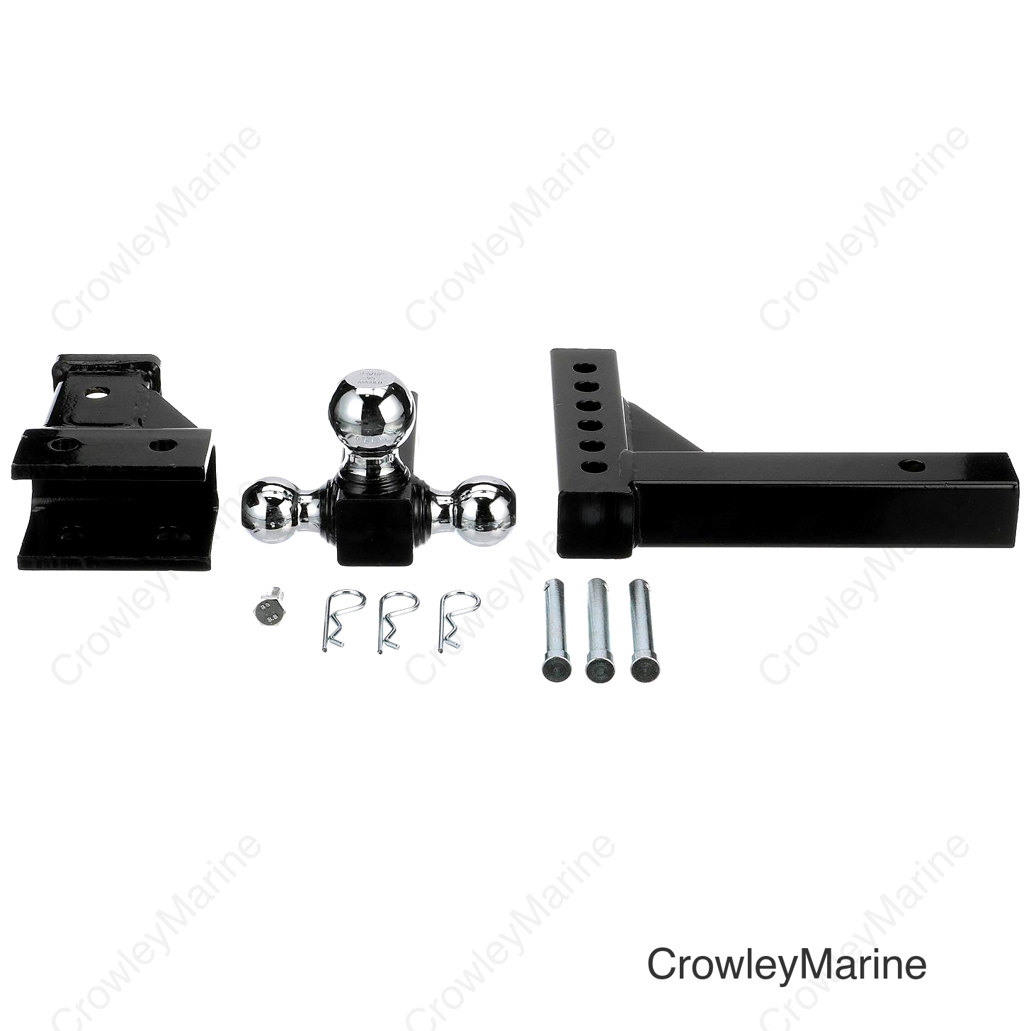 Seachoice Adjustable Trailer Hitch Drop, Tri Ball Mount Solid, 2 in. Shank, Black Finish