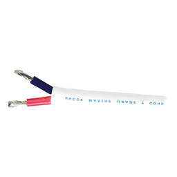 Ancor Marine Grade 120910 Tinned Duplex Cable Red and Black w/White Jacket, 8/2 100'
