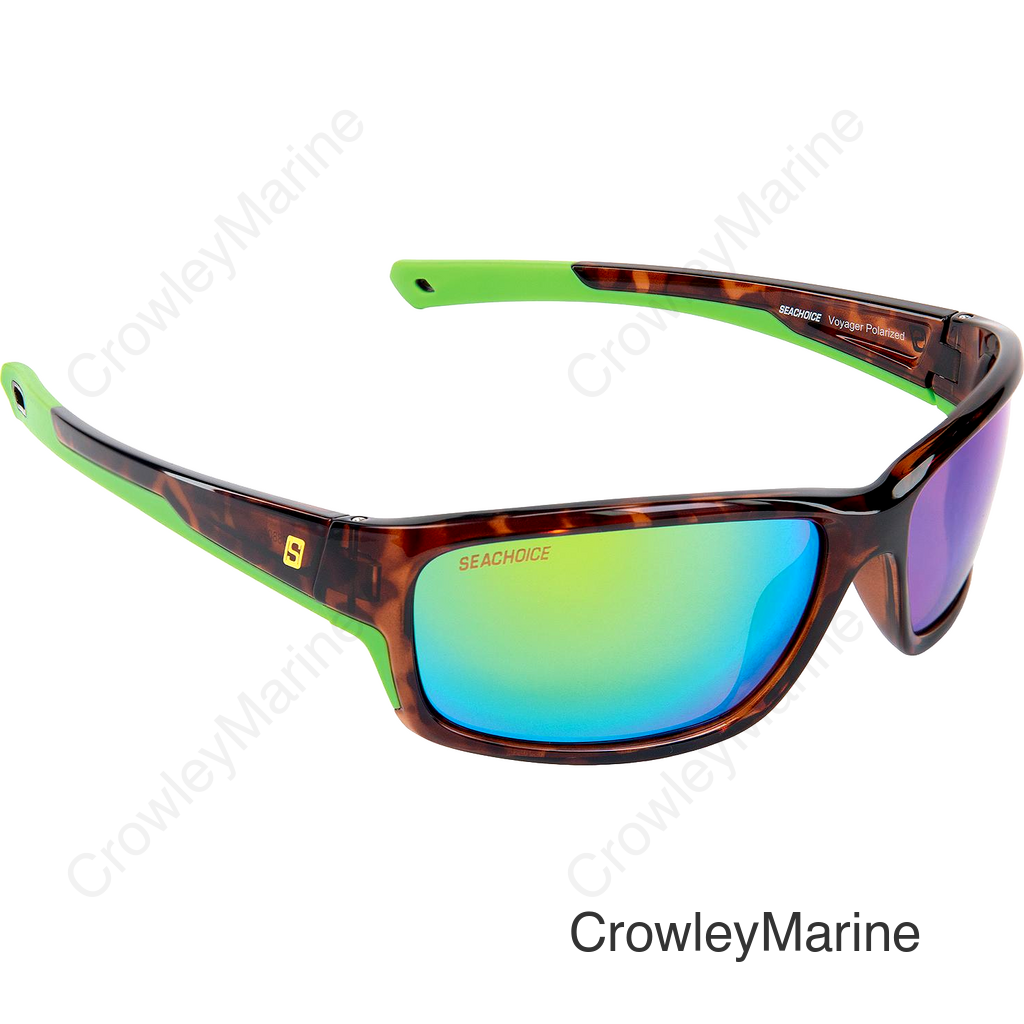 Seachoice 98804 "Voyager" Polarized Sunglasses, Frame: Shiny Tortoise, Lens: Green Mirror