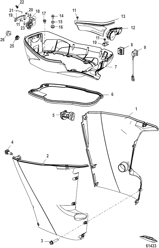 Serial Range Outboard 30 EFI (3 CYL.)(4-STROKE) - 1C456300 & Up - Bottom Cowl