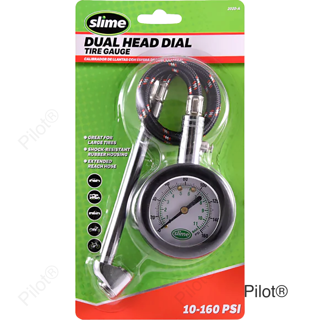 Tire Pressure Gauge - Dual Head/Dial - 10 psi -160 psi