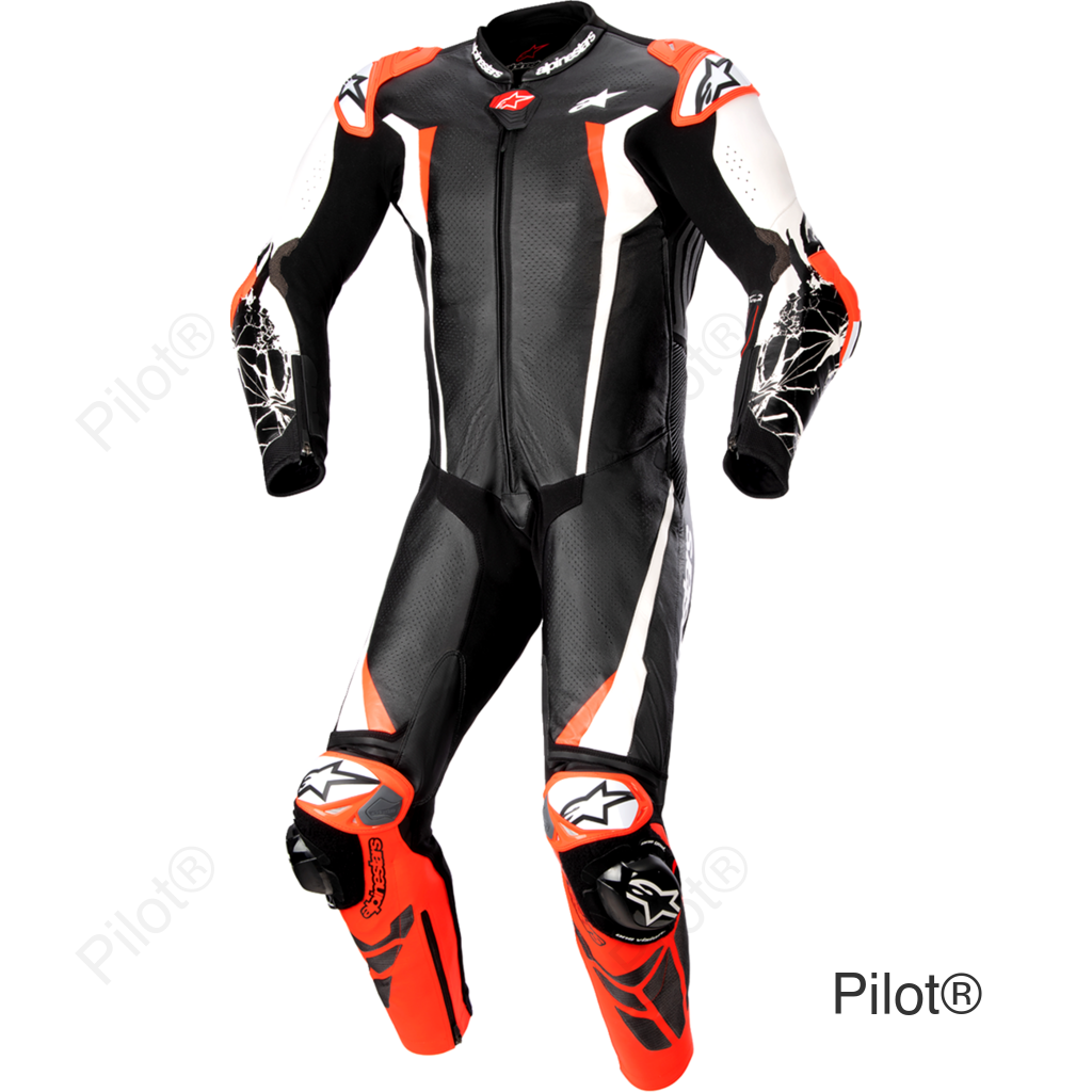 Racing Absolute v2 1-Piece Leather Suit - Black/White/Red - US 38 / EU 48