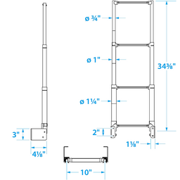 Seachoice Telescoping Transom Mount Ladder, Stainless Steel, 4 Steps, 300 Lb. Capacity thumbnail-5