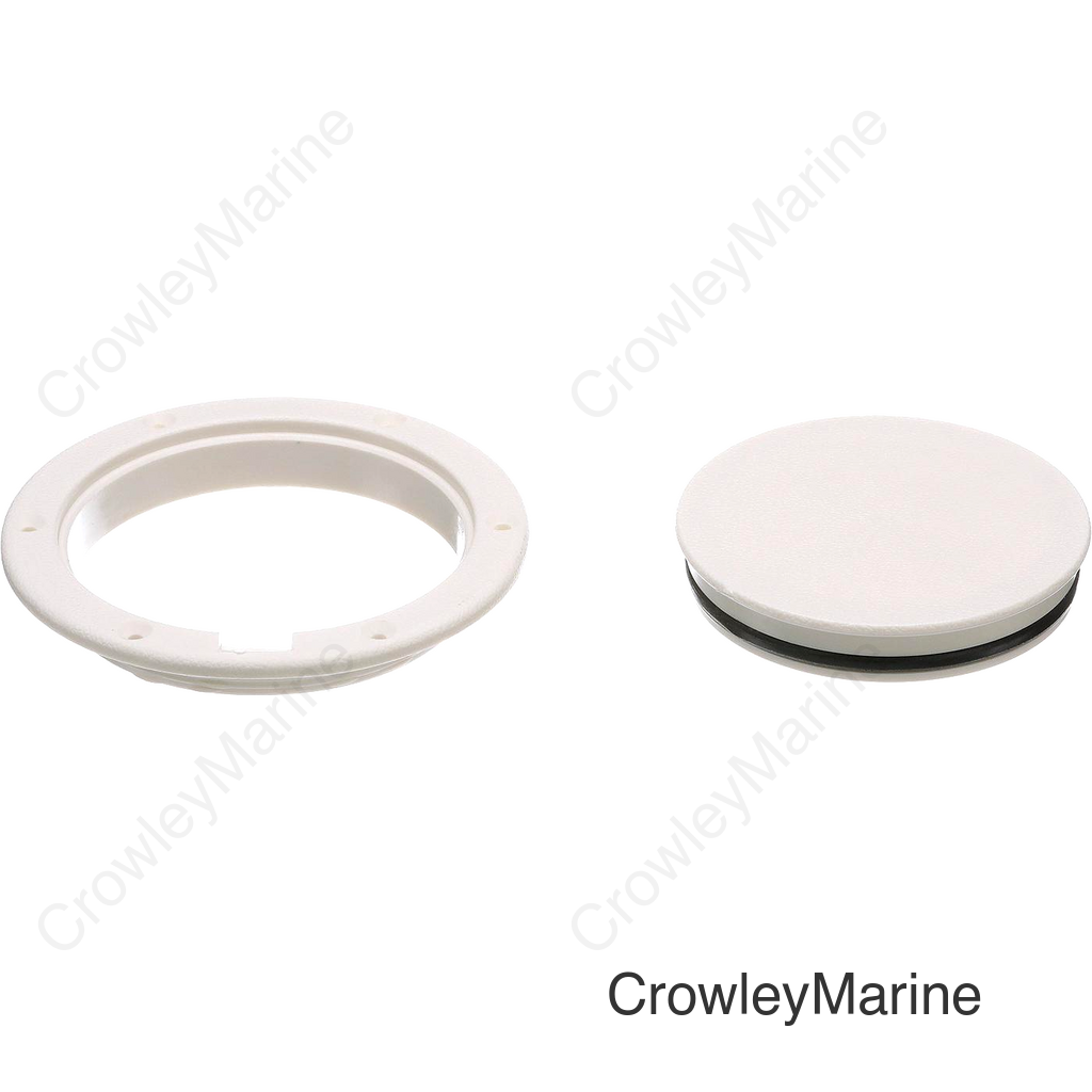 Seachoice White Pry-Up Deck Plate, Watertight, Up to 10-5/8 in. Diameter Hole
