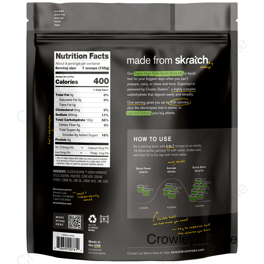 Skratch Labs Super High-Carb Sport Drink Mix - Lemon and Lime 8 Serving Pouch