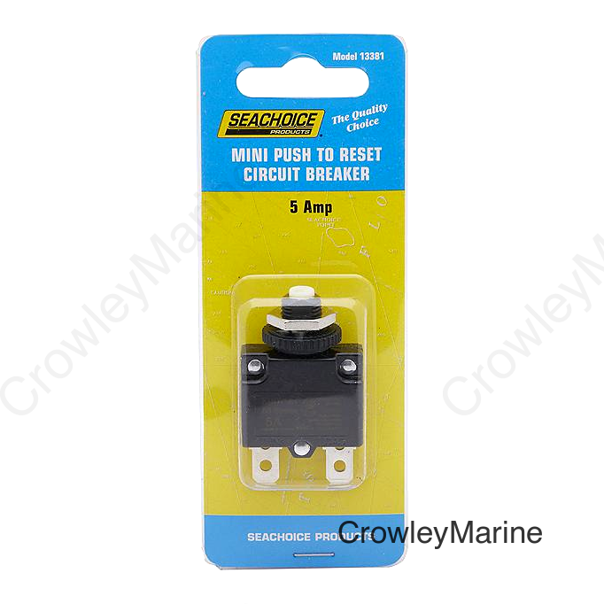 Seachoice Circuit Breaker, Mini, Push to Reset, 5 Amp