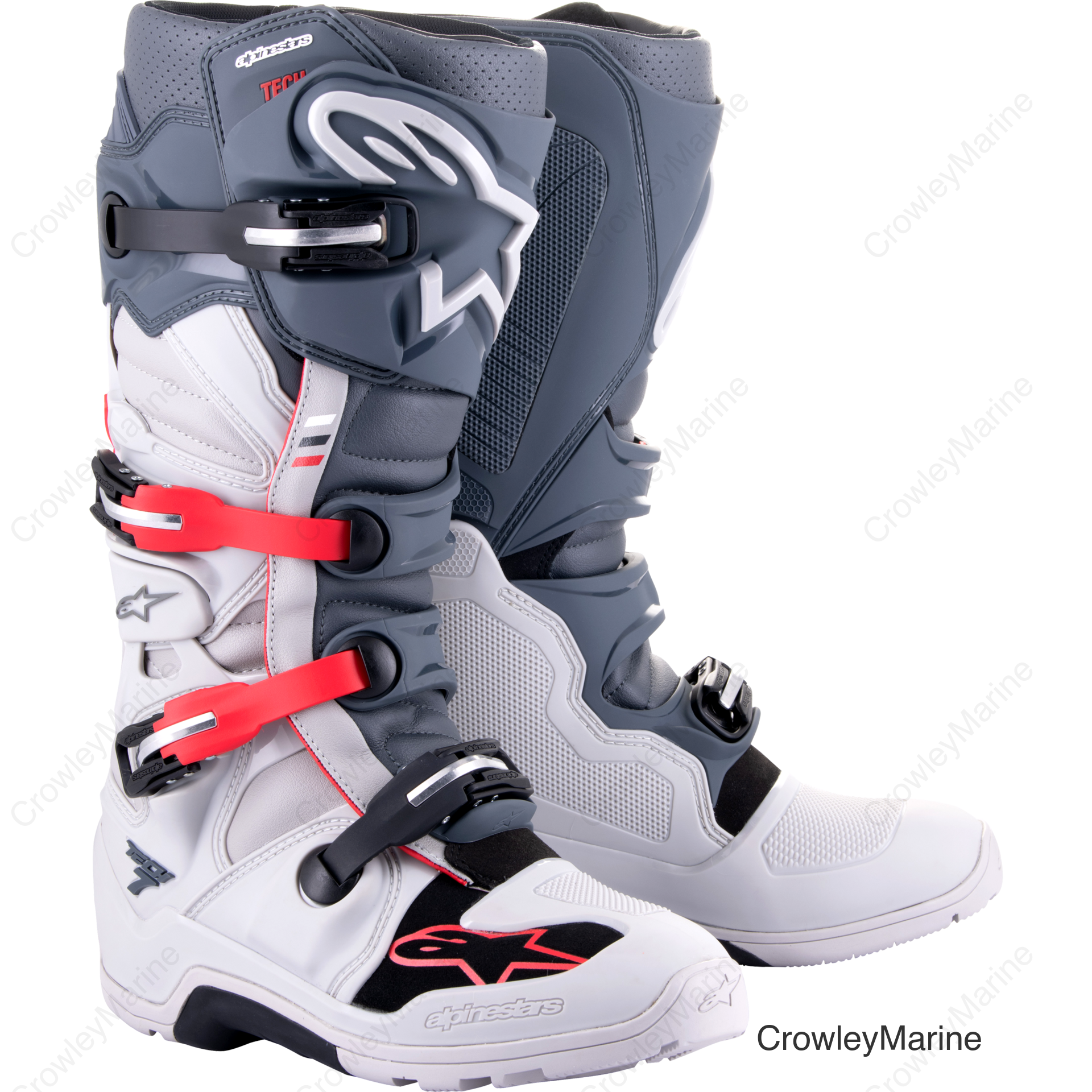 TECH 7 ENDURO BOOTS LT GREY/DRK GREY/BT RD SZ 5