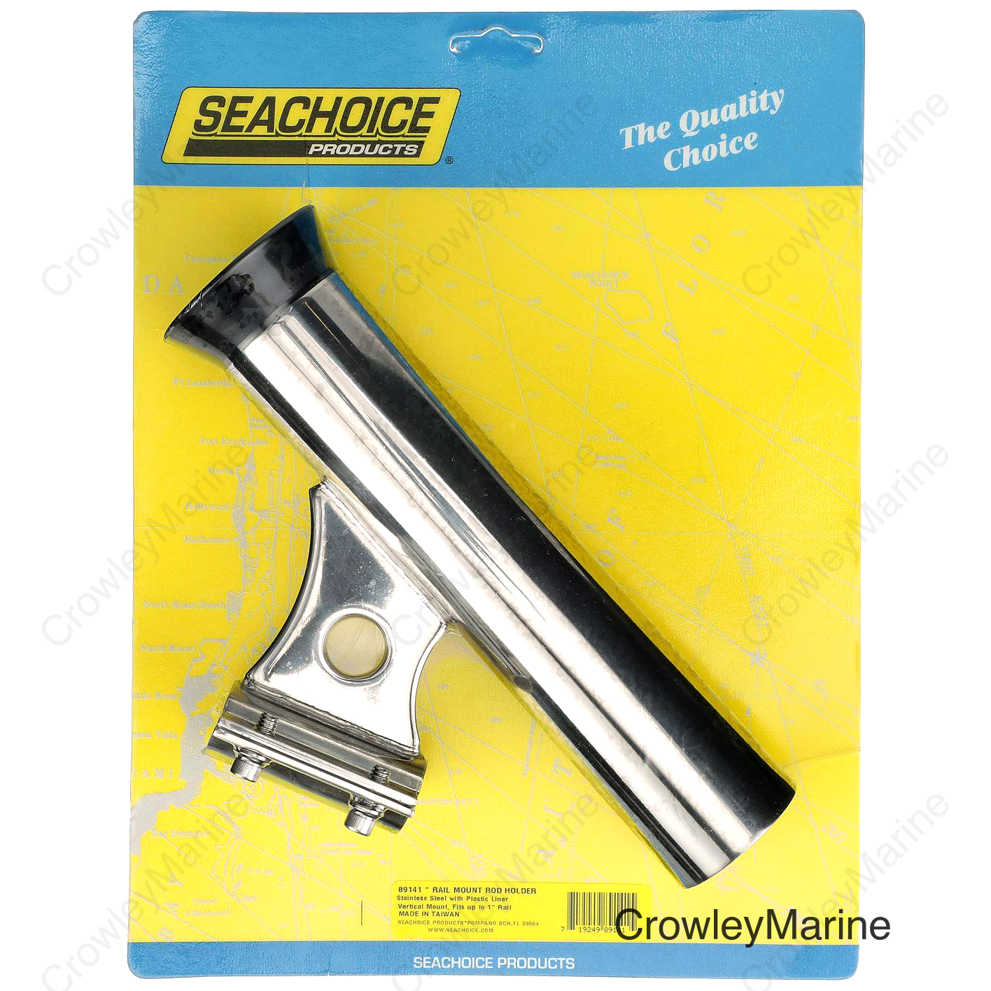 Seachoice Rail Mount Fishing Rod Holder, Mounts Vertically, Stainless Steel
