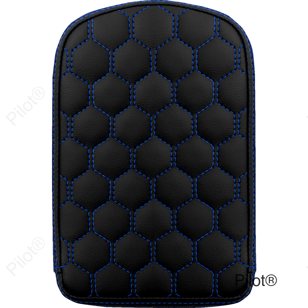 RoadSofa™ Sissy Bar Pad - Honeycomb - Blue Stitching