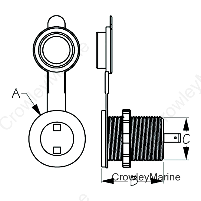 POWER SOCKET ROUND BLUE LEDS 12V