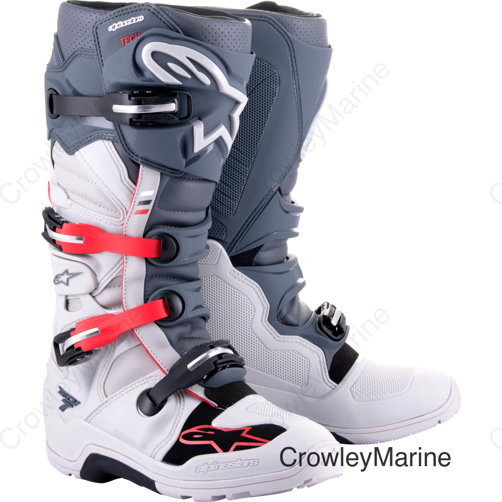 TECH 7 ENDURO BOOTS LT GREY/DRK GREY/BT RD SZ 5